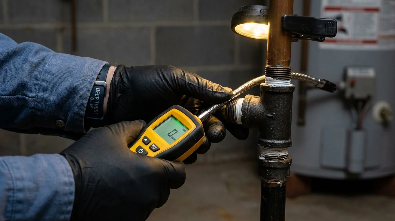 Gas leak detection with electronic sniffer by Johns Plumbing LLC in Greensboro