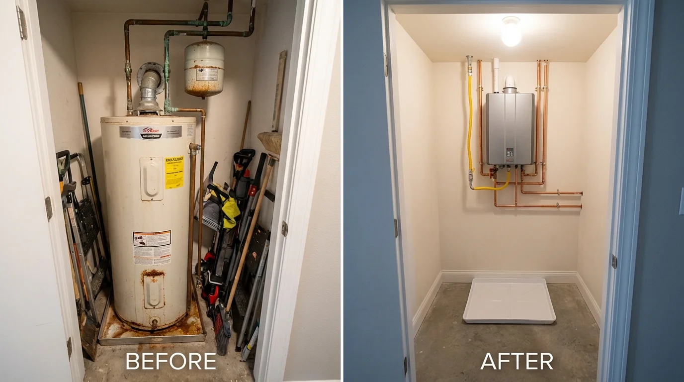 Tank water heater versus wall-mounted tankless unit comparison for Greensboro, GA homeowners
